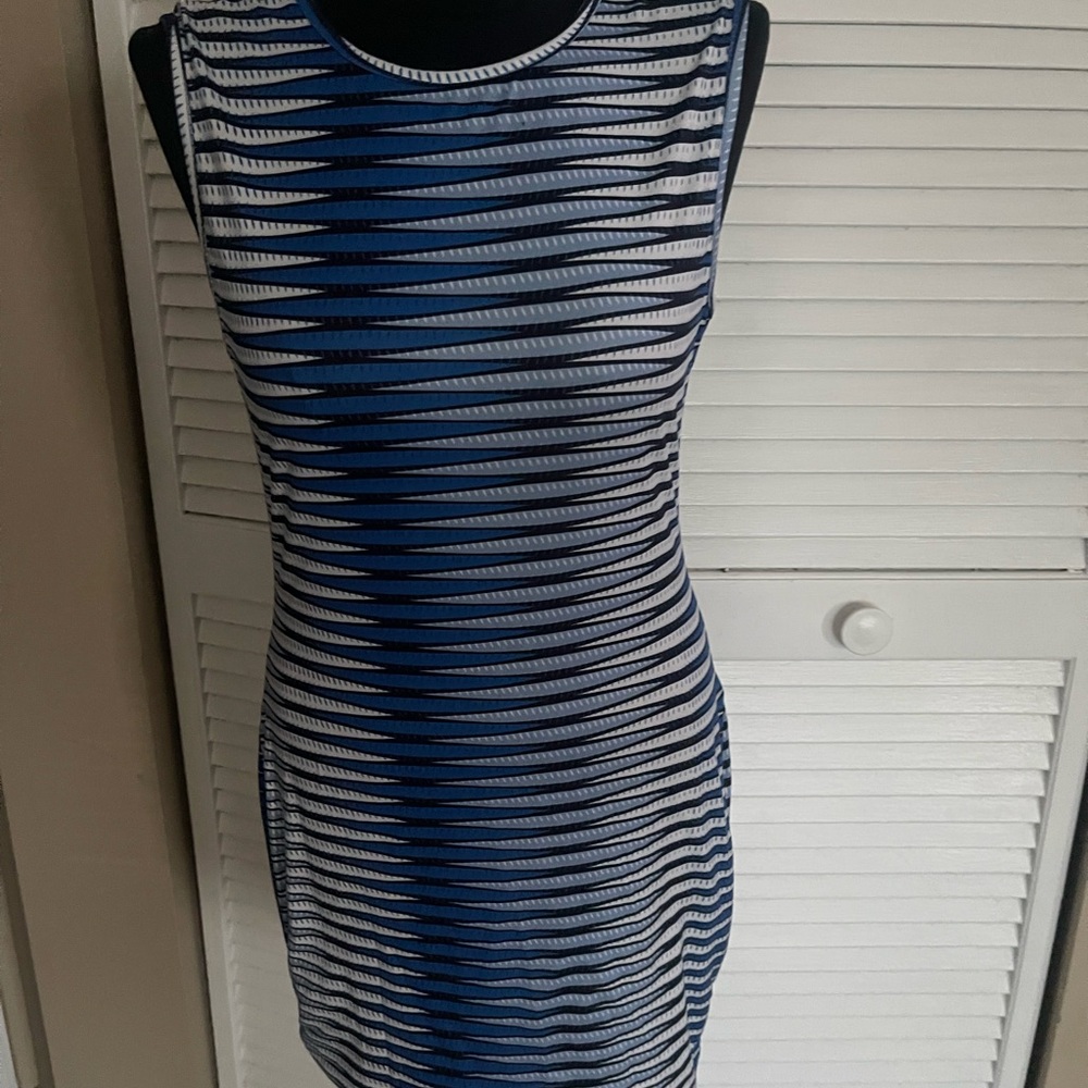 SHEIN Blue and White Striped Mini Dress